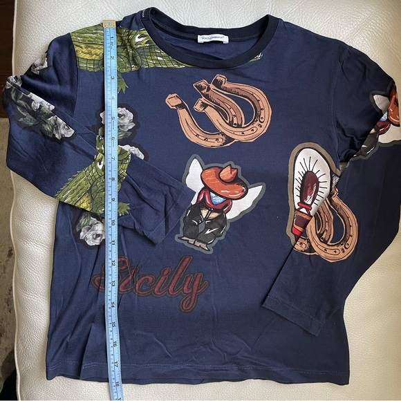 Dolce and Gabbana Navy Blue Long Sleeve Shirt (Unisex) US 7/8 - Picture 3 of 8